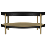 Arini Black Round Coffee Table With Storage Shelf by Coaster at Eve Furniture