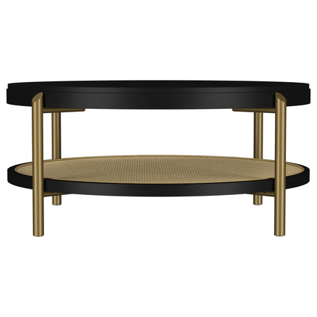 Arini Black Round Coffee Table With Storage Shelf by Coaster at Eve Furniture