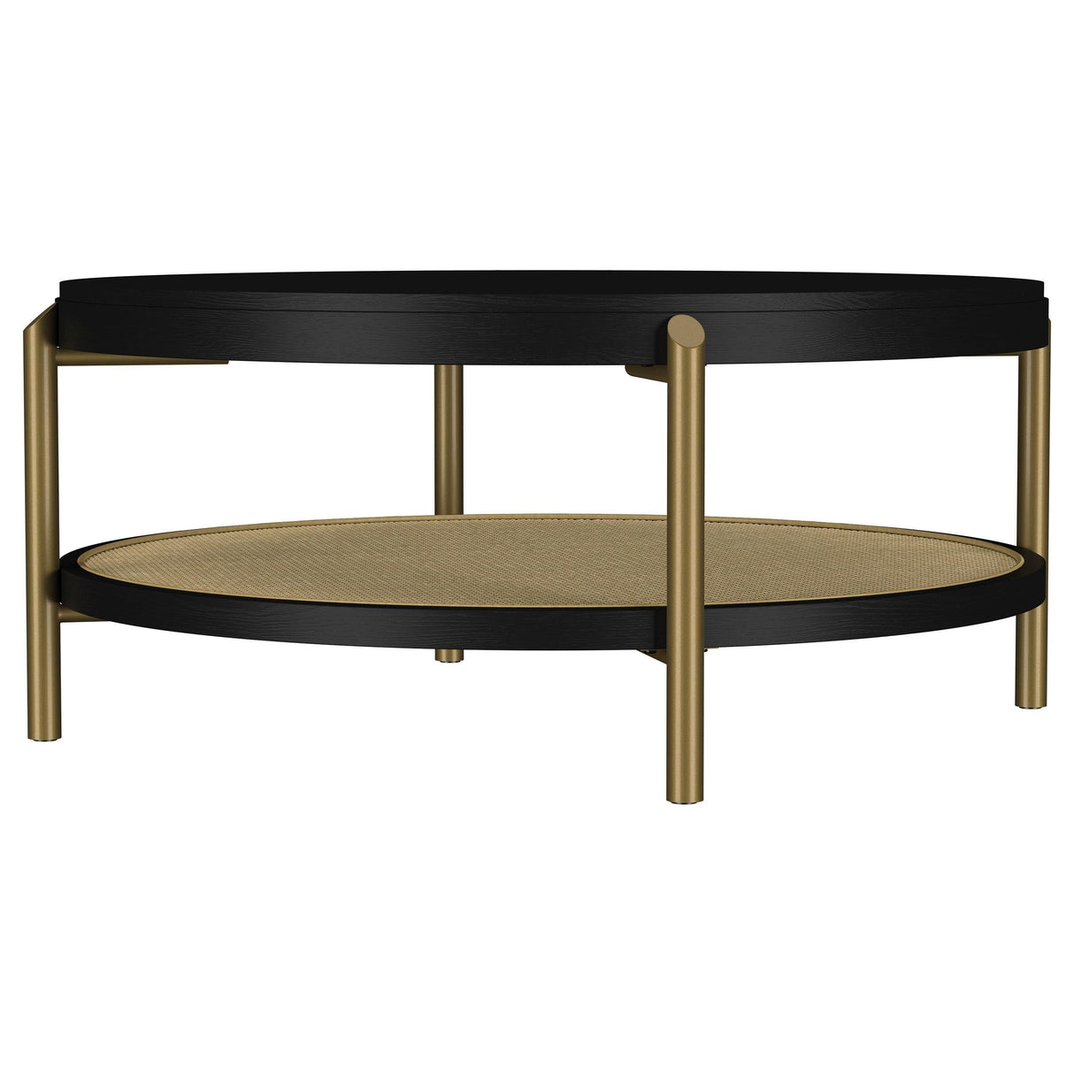 Arini Black Round Coffee Table With Storage Shelf by Coaster at Eve Furniture