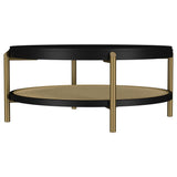 Arini Black Round Coffee Table With Storage Shelf by Coaster at Eve Furniture