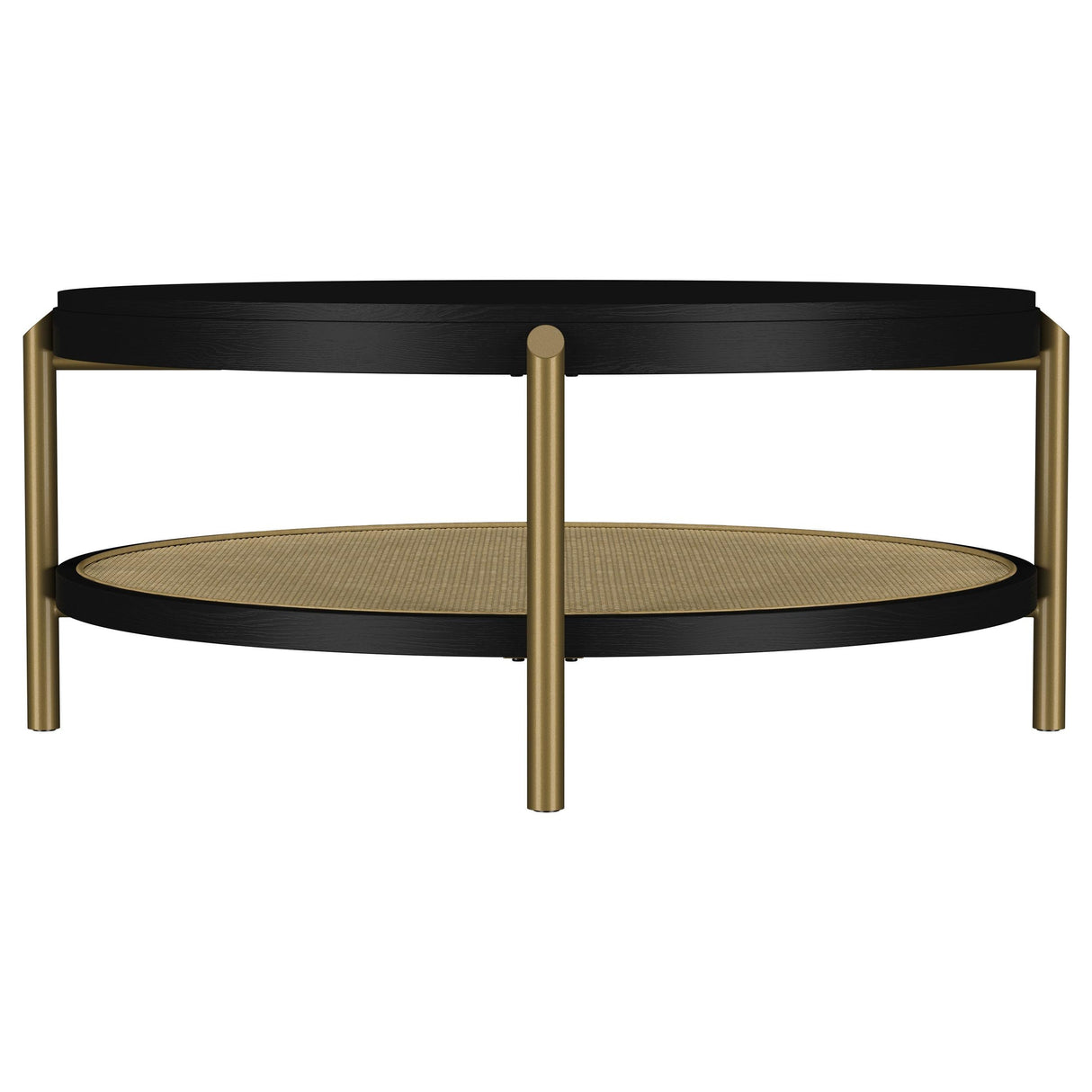 Arini Black Round Coffee Table With Storage Shelf by Coaster at Eve Furniture