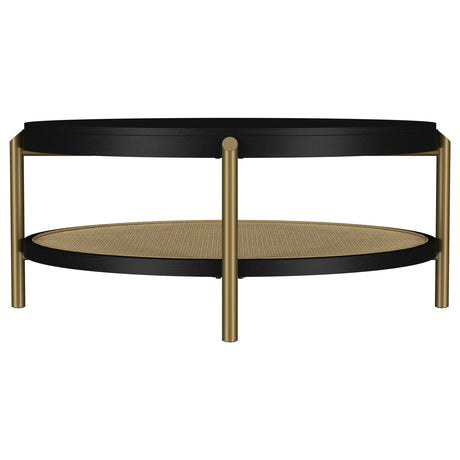 Arini Black Round Coffee Table With Storage Shelf by Coaster at Eve Furniture