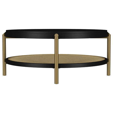 Arini Black Round Coffee Table With Storage Shelf by Coaster at Eve Furniture