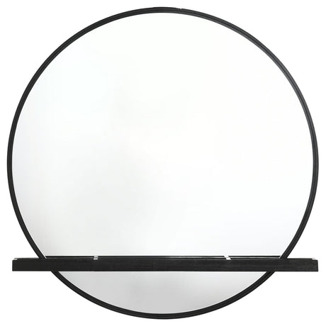 Arini Black Round Dresser Mirror with Shelf by Coaster at Eve Furniture