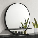 Arini Black Round Dresser Mirror with Shelf by Coaster at Eve Furniture