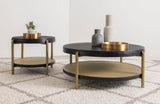 Arini Black Round End Side Table With Storage Shelf by Coaster at Eve Furniture