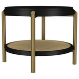Arini Black Round End Side Table With Storage Shelf by Coaster at Eve Furniture