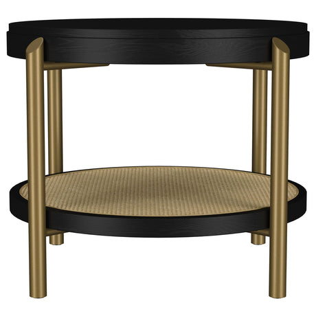 Arini Black Round End Side Table With Storage Shelf by Coaster at Eve Furniture
