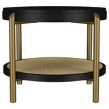 Arini Black Round End Side Table With Storage Shelf by Coaster at Eve Furniture