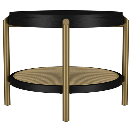 Arini Black Round End Side Table With Storage Shelf by Coaster at Eve Furniture