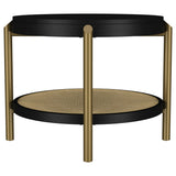 Arini Black Round End Side Table With Storage Shelf by Coaster at Eve Furniture