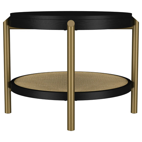 Arini Black Round End Side Table With Storage Shelf by Coaster at Eve Furniture