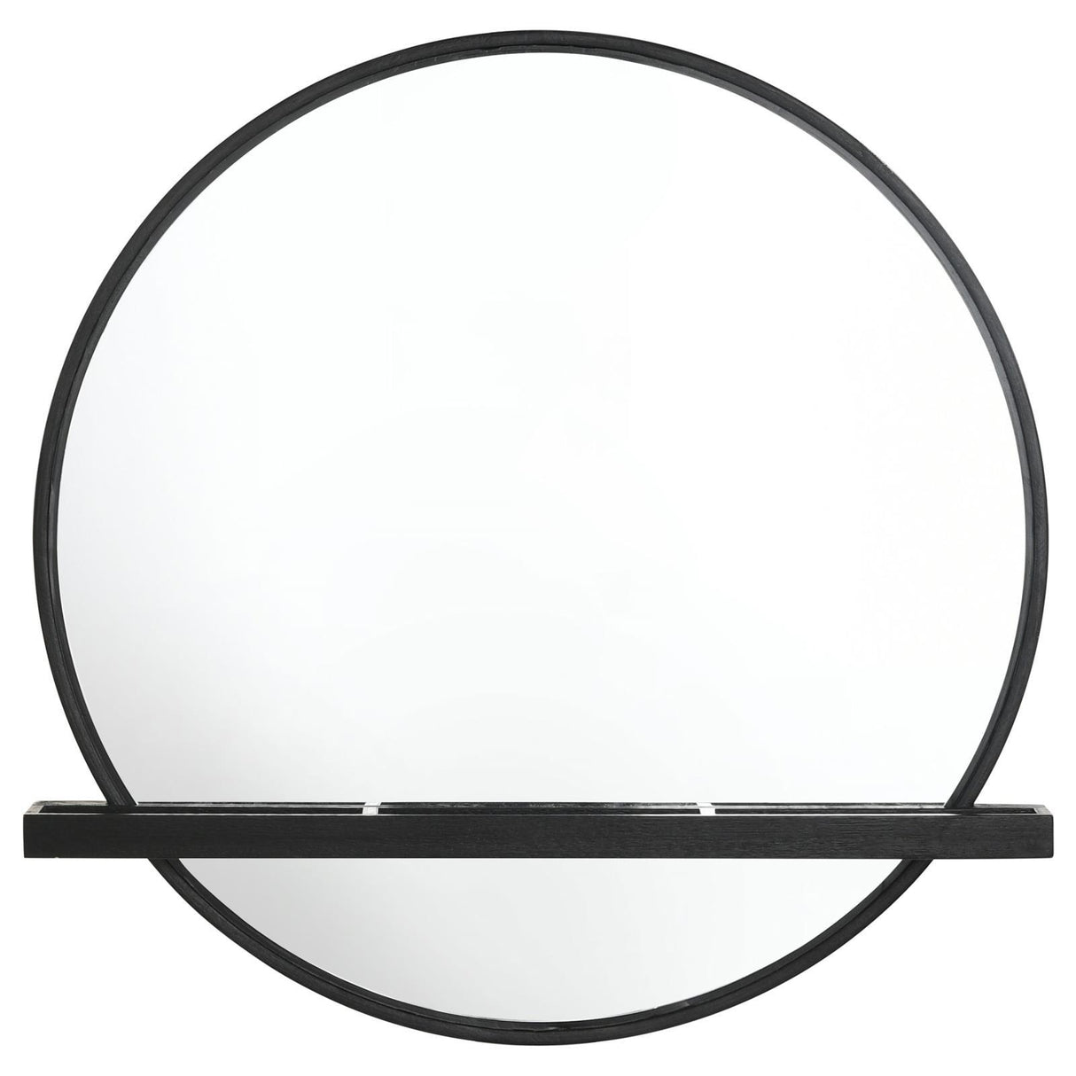 Arini Black Round Vanity Wall Mirror with Shelf by Coaster at Eve Furniture