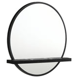 Arini Black Round Vanity Wall Mirror with Shelf by Coaster at Eve Furniture