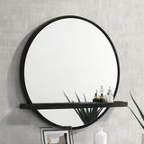 Arini Black Round Vanity Wall Mirror with Shelf by Coaster at Eve Furniture
