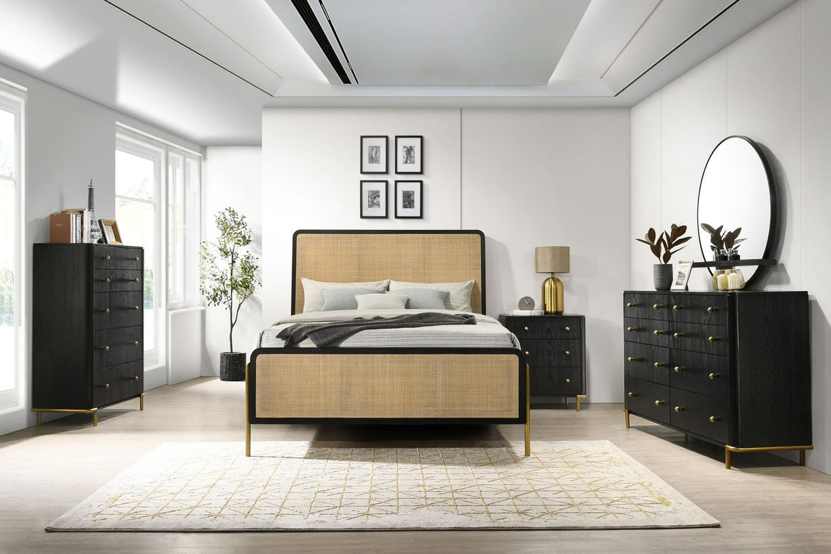 Arini Black/Natural 5-Piece Eastern King Bedroom Set by Coaster at Eve Furniture