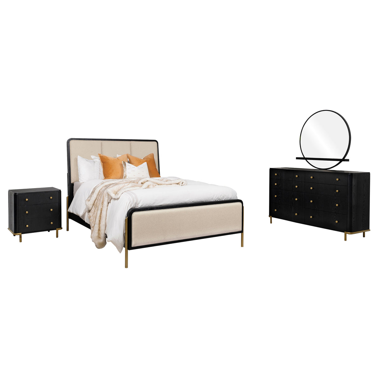 Arini Cream and Black 4-Piece California King Bedroom Set by Coaster at Eve Furniture