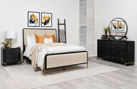 Arini Cream and Black 4-Piece Eastern King Bedroom Set by Coaster at Eve Furniture