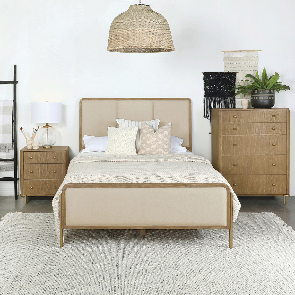 Arini Cream and Sand Wash Eastern King Panel Bed by Coaster at Eve Furniture
