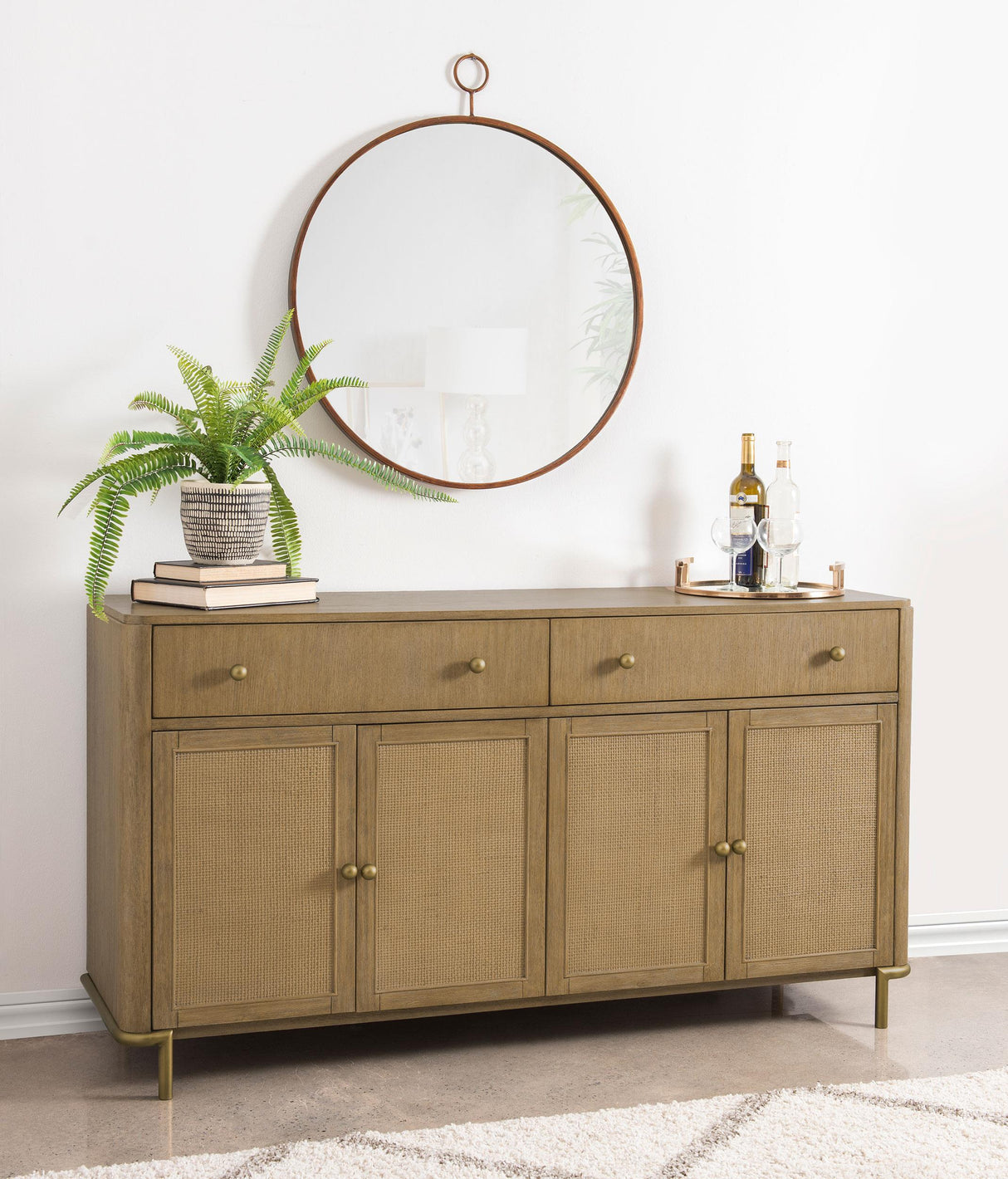 Arini Sand Wash 2-Drawer Cane Door Dining Sideboard Server by Coaster at Eve Furniture
