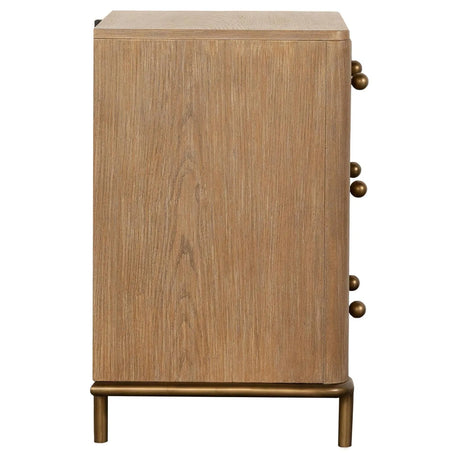 Arini Sand Wash 3-Drawer Nightstand with Dual USB Ports by Coaster at Eve Furniture