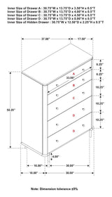 Arini Sand Wash 5-Drawer Chest by Coaster at Eve Furniture