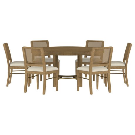 Arini Sand Wash 7-Piece Round Dining Room Room Set by Coaster at Eve Furniture
