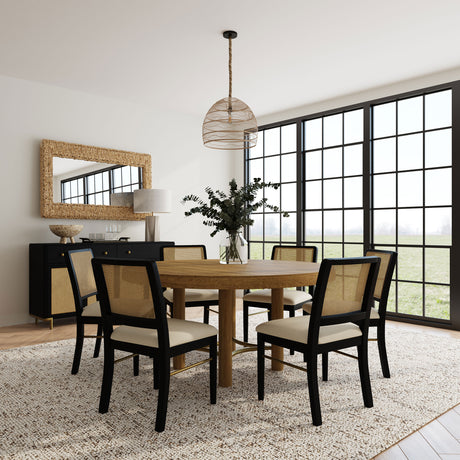 Arini Sand Wash and Black 7-Piece Round Dining Room Set by Coaster at Eve Furniture