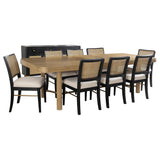 Arini Sand Wash and Black 9-Piece Extension Leaf Dining Room Set by Coaster at Eve Furniture