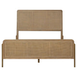 Arini Sand Wash and Natural Cane Upholstered Queen Panel Bed by Coaster at Eve Furniture