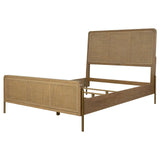 Arini Sand Wash and Natural Cane Upholstered Queen Panel Bed by Coaster at Eve Furniture