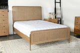 Arini Sand Wash and Natural Cane Upholstered Queen Panel Bed by Coaster at Eve Furniture