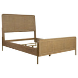 Arini Sand Wash and Natural Cane Upholstered Queen Panel Bed by Coaster at Eve Furniture