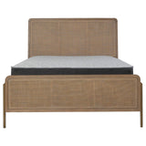 Arini Sand Wash and Natural Cane Upholstered Queen Panel Bed by Coaster at Eve Furniture