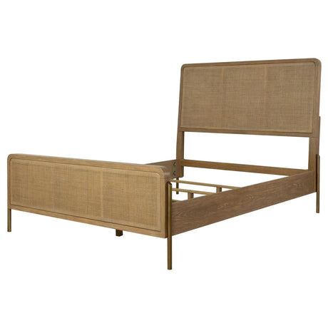 Arini Sand Wash and Natural Cane Upholstered Queen Panel Bed by Coaster at Eve Furniture