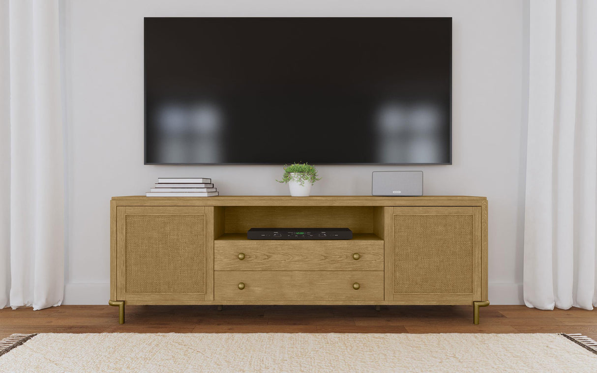Arini Sand Wash Rattan Cane 2-door TV Stand Media Console by Coaster at Eve Furniture