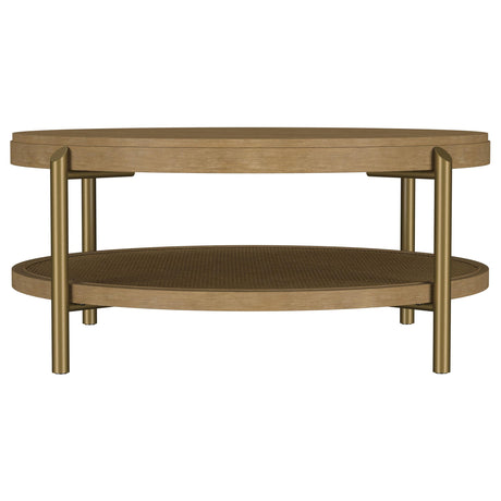 Arini Sand Wash Round Coffee Table With Storage Shelf by Coaster at Eve Furniture