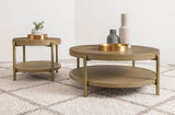 Arini Sand Wash Round End Side Table With Storage Shelf by Coaster at Eve Furniture