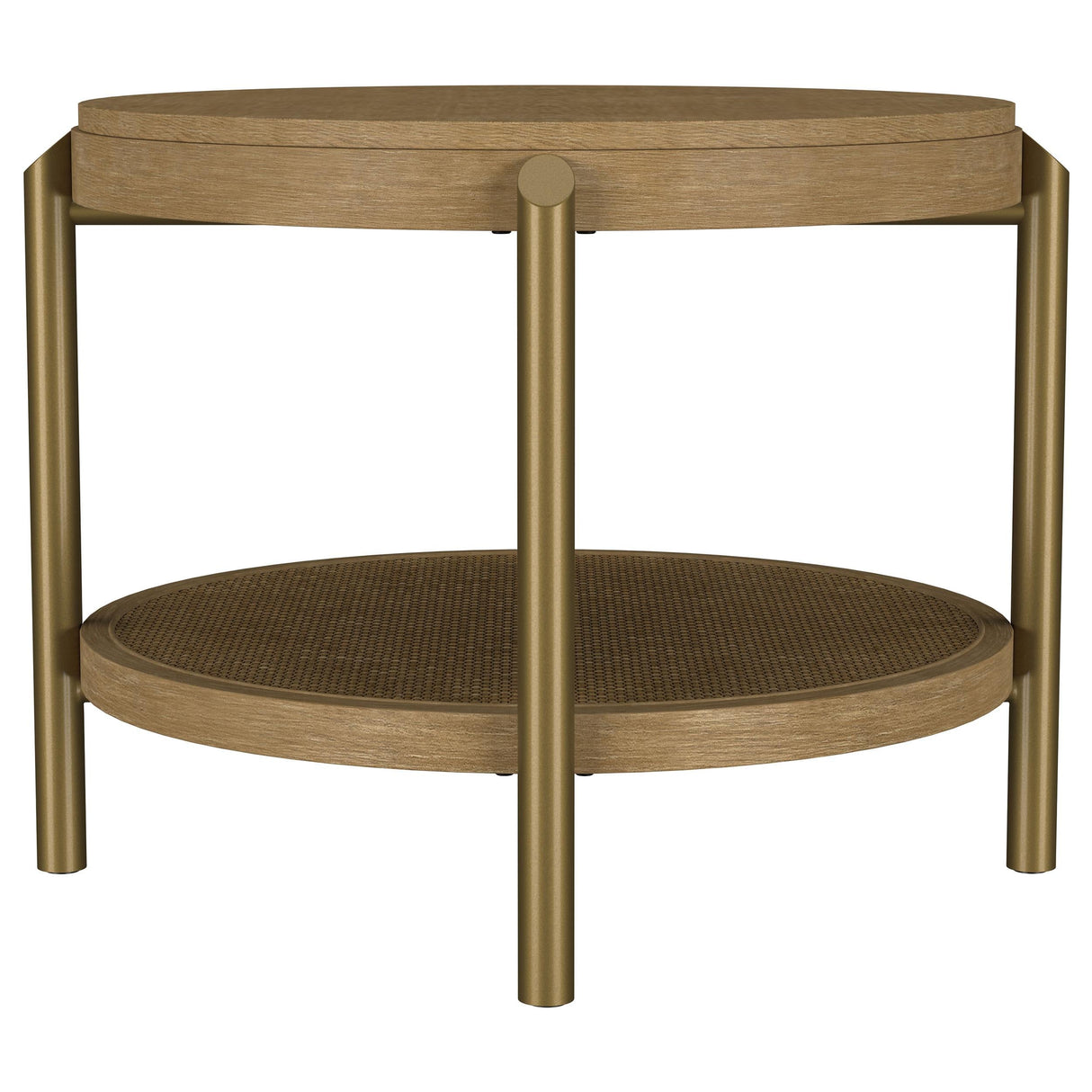 Arini Sand Wash Round End Side Table With Storage Shelf by Coaster at Eve Furniture