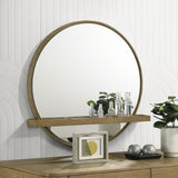 Arini Sand Wash Round Vanity Wall Mirror with Shelf by Coaster at Eve Furniture