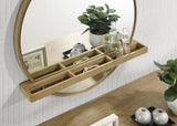 Arini Sand Wash Round Vanity Wall Mirror with Shelf by Coaster at Eve Furniture