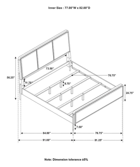 Arini Sand Wash/Gray Upholstered Eastern King Panel Bed by Coaster at Eve Furniture