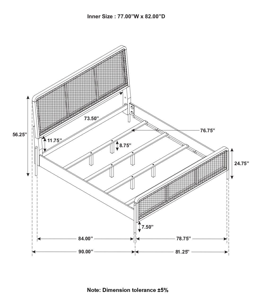 Arini Sand Wash/Natural Cane Upholstered Eastern King Panel Bed by Coaster at Eve Furniture