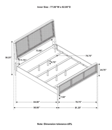 Arini Sand Wash/Natural Cane Upholstered Eastern King Panel Bed by Coaster at Eve Furniture