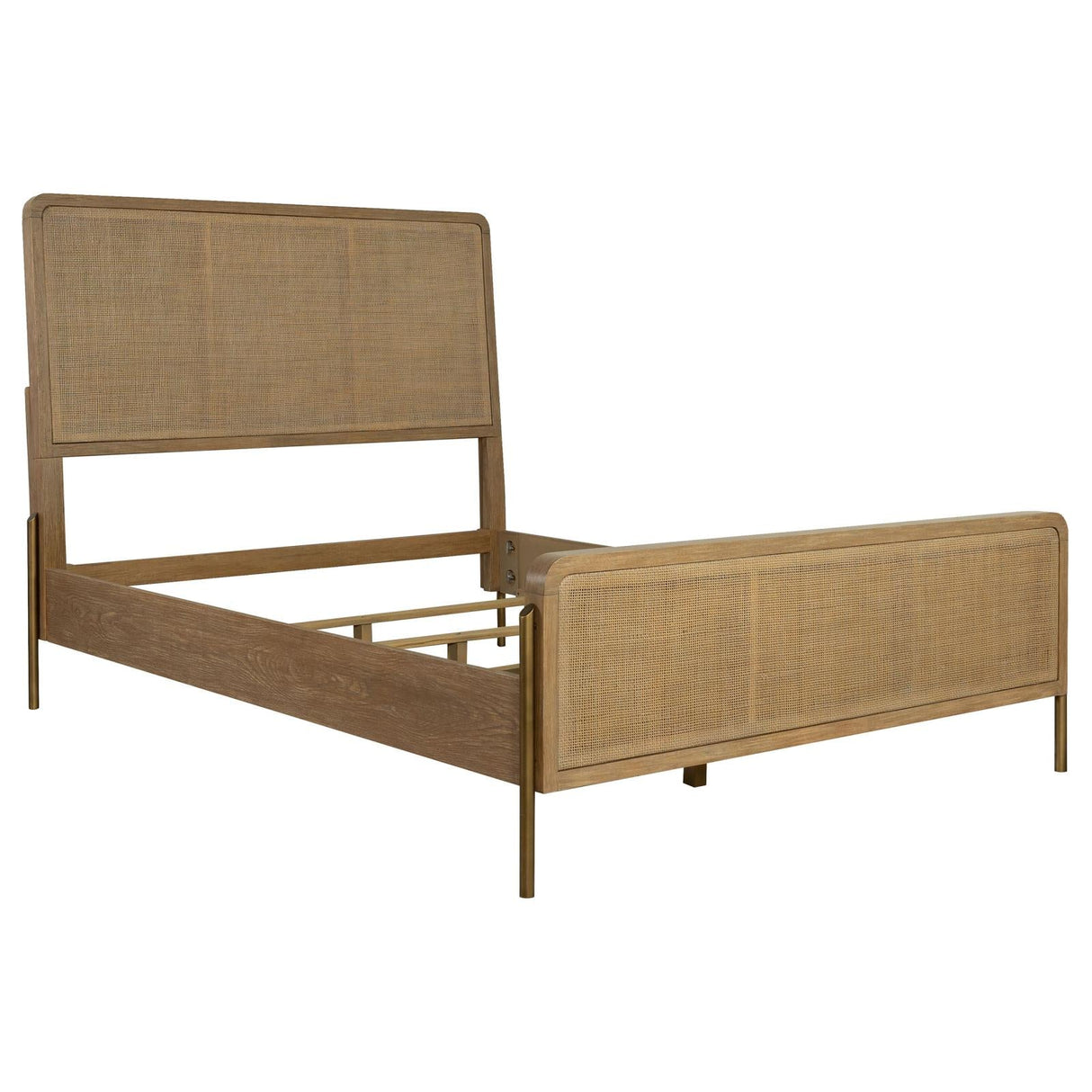 Arini Upholstered Eastern King Panel Bed Sand Wash/Natural Cane