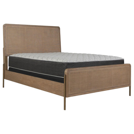 Arini Upholstered Queen Panel Bed Sand Wash/Natural Cane