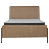 Arini Upholstered Queen Panel Bed Sand Wash/Natural Cane