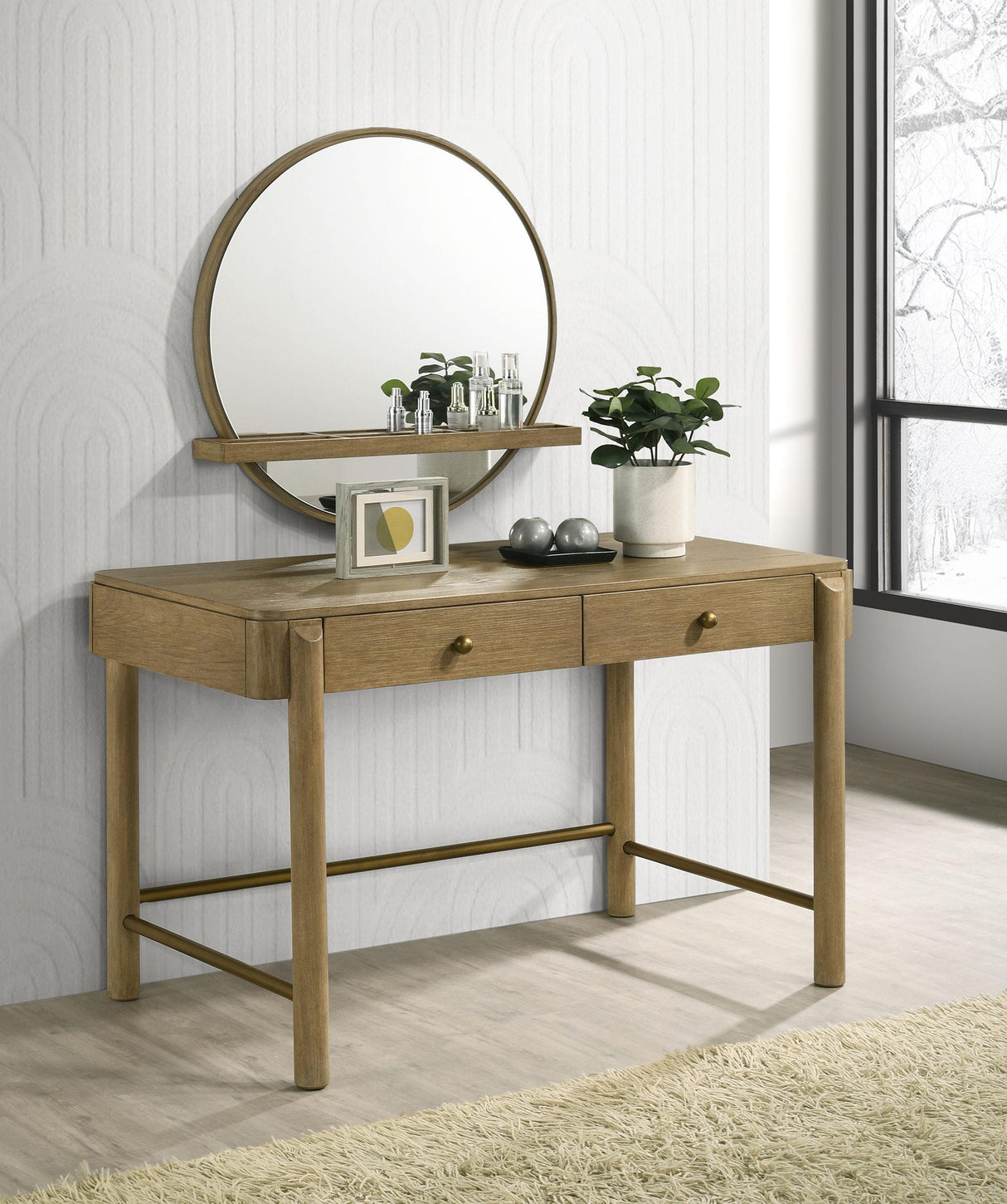 Arini Sand Wash 2-piece Makeup Vanity Table and Mirror Set by Coaster at Eve Furniture