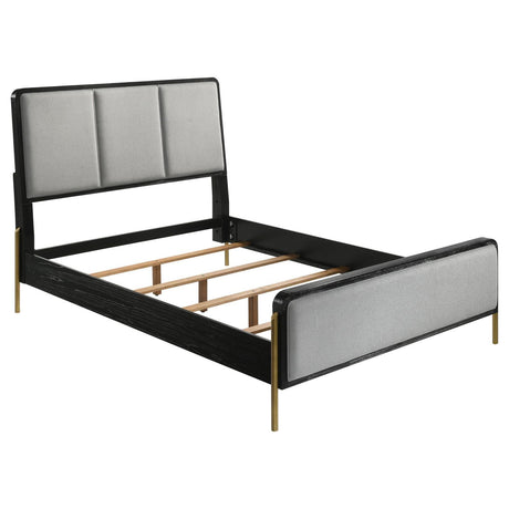 Arini Black and Grey Queen Bed with Upholstered Headboard by Coaster at Eve Furniture