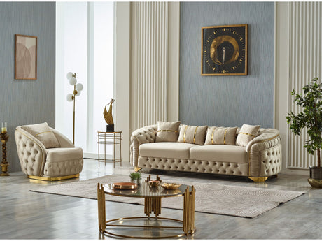 Arizona 3-pieces (Sofa & Loveseat & Chair) Livingroom Set Beige by Furnia at Eve Furniture